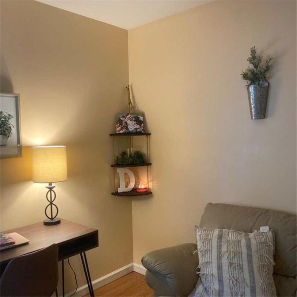 

3 layers retro rope wood hanging rack corner wall shelf house handmade rustic storage organizer ladder solid floating home decor