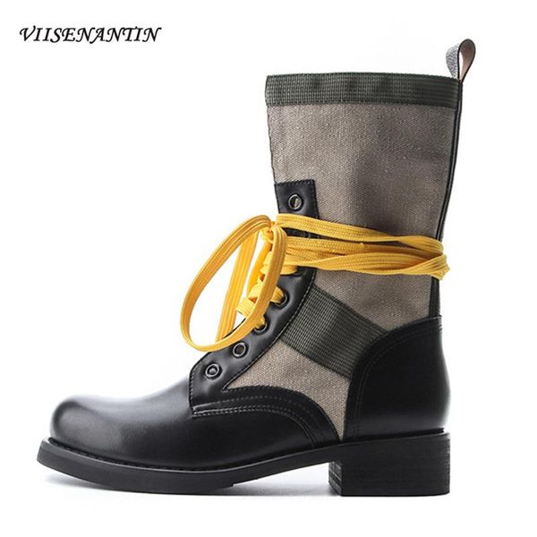 

boots women's trendy cool color matching 2021 breathable short shoes all match lace-up thick heel black women