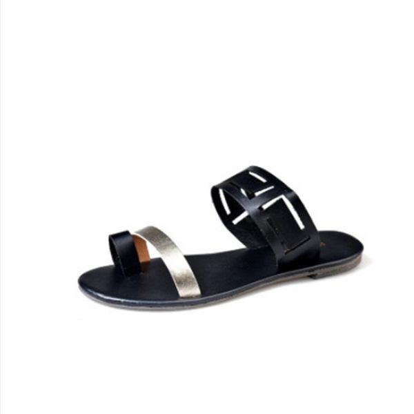 

sandals 2021 summer style ladies fashion flat bottom set toe one-line beach shoes casual flip-flops, Black