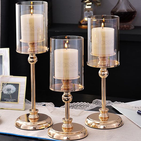 

candle holders, luxury metal glass candlesticks for candles, home decoration