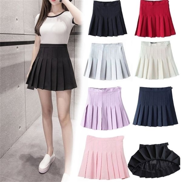 

casual solid mini half-length pleated skirts for women plus size high-waist is thin and anti-empty a-line mini 210621, Black