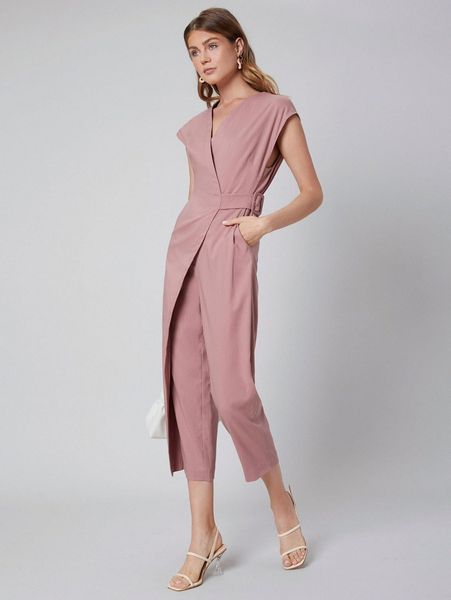 

motf premium linen cropped wrap jumpsuit a5ov#, White