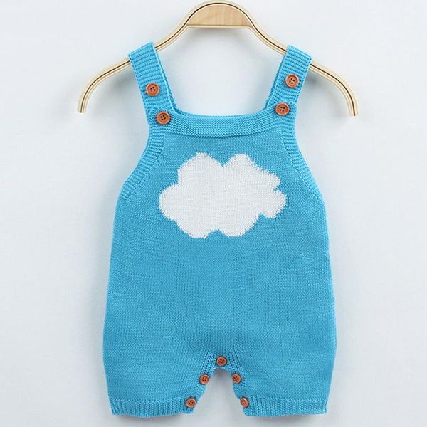 

rompers autumn overalls for children sleeveless jumpsuits cartoon cloud knitted born baby girl summer infant boy sunsuit, Blue