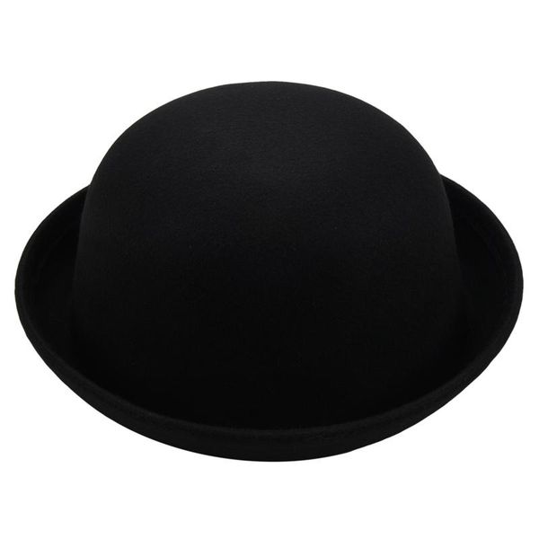 

wide brim hats 1piece melon bowler hat felt chaplin riding (black), Blue;gray