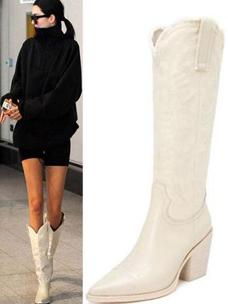 

dress shoes 2021 and womans boots black white cowhide with thread sewing long sleeve leather female