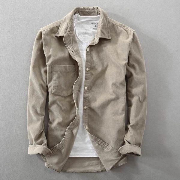 

shirt men's inner cotton corduroy inch shirt long sleeve fashion handsome casual loose coat spring and summer, White;black