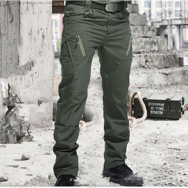 

men cargo pants army swat tactical pants mens hiking camping waterproof trousers casual sweatpants slim 5xl, Black