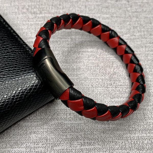 

cuff 2021 men's leather titanium steel magnetic bracelet & bangle for men stainless buckle homme jewelry e0028, White
