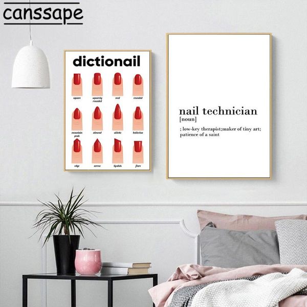 

paintings nail shape canvas art painting fashion wall print type guide poster modern pictures for beauty salon decoration