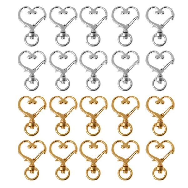 10 pcs Metal Giratória Lagosta Clasp Snap Hook Coração Forma Keychain Jóias Conclusões