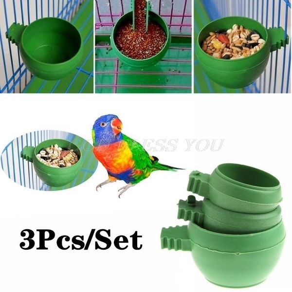 

other bird supplies 3pcs/set mini parrot food water bowl feeder plastic pigeons birds cage sand cup feeding holder drop