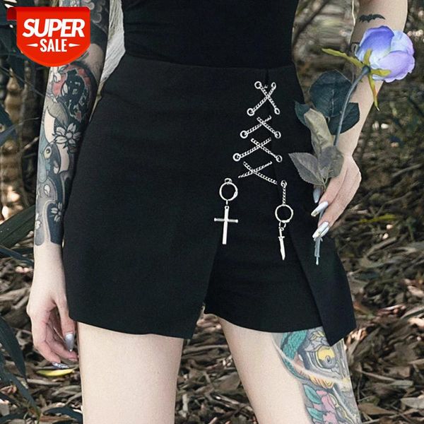 

Goth Dark Grunge Gothic Skirts Harajuku Patchwork Eyelet Crisscross Asymmetrical Punk Female Skirt Fall 2020 Fashion Sexy #kt6Y, Black