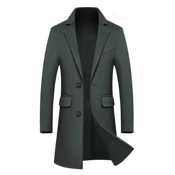 

men's wool & blends 2021 luxurious mans long woolen coat autumn winter coats men business casual male, Black