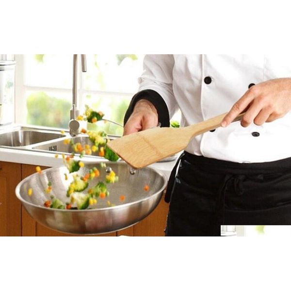 

flatware new natural bamboo turners long handle not stickt pot cook frying egg steak fish cooking jllgcb sport777