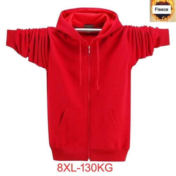 

men's hoodies & sweatshirts autumn winter plus size big men 8xl fleece warm 6xl 7xl jackets zipper black red hooded for