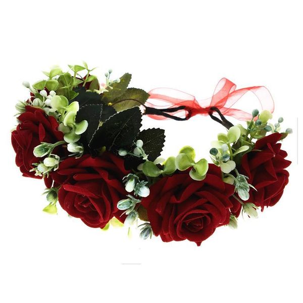 

women wedding headwear hair accessories girl rose flower wreath crown festival headband headdress adjustable floral qylsgq