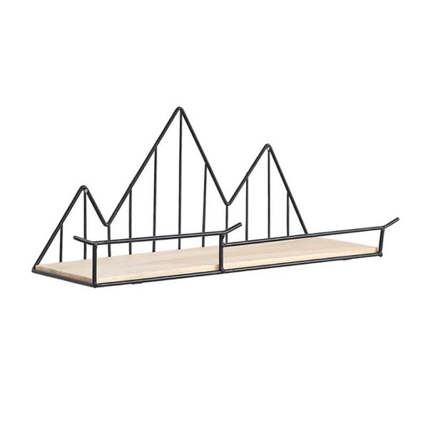 

hooks & rails wall shelf wood iron hanging holder storage mount rack home display