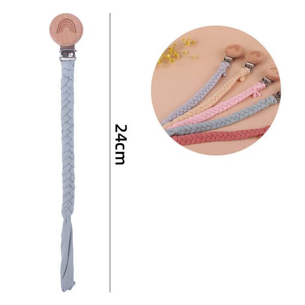 

pacifier holders baby clips weaning teething natural wooden kids chew toys infant supplies rainbow birch nipple handmade cotton woven anti-r