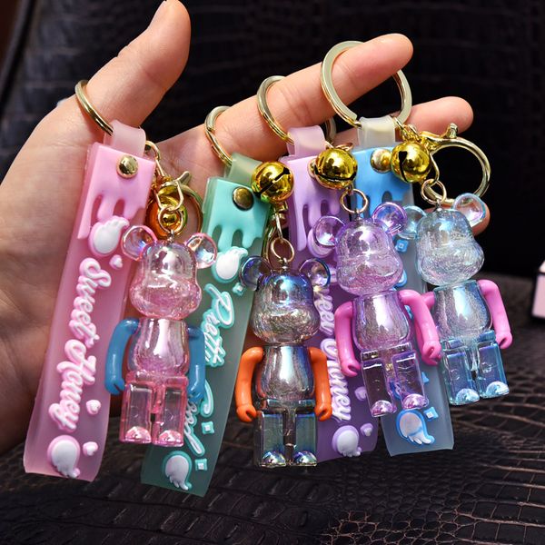 Cartoon bonito urso violento keychain colorido acrílico charme bagagem homens e mulheres carro chaveiro chave rng jóias por atacado