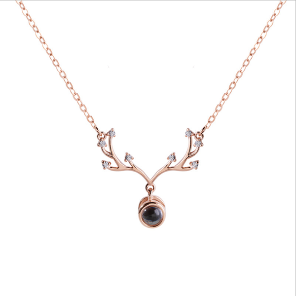 

chains personalized sterling silver elk necklace fashion projection 100 kinds of i love you text antler jewelry exquisite chri