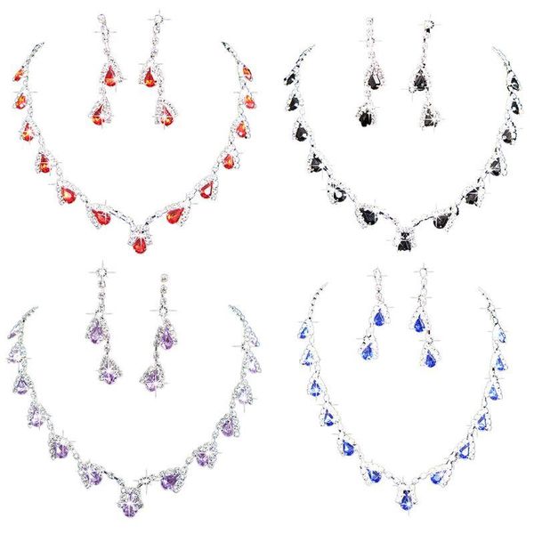 

earrings & necklace jewelry sets wedding rhinestone crystal bib statement set bri, Silver