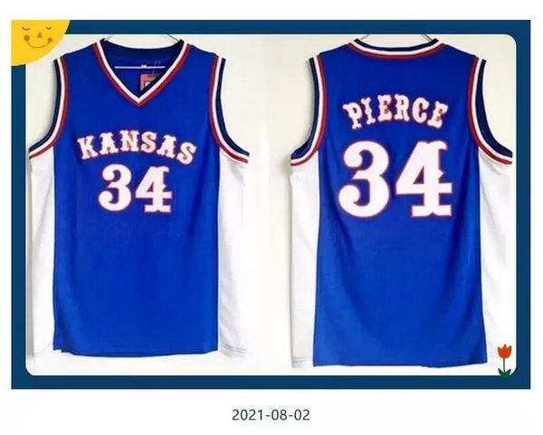 

ncaa college kansas jayhawks 34 paul pierce basketball jerseys stitched embroidery jersey for man size s-3xl, Black;red