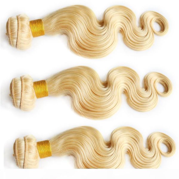 

human hair weave bundles 613 body wave 613 blonde blonde golden 3pc hair weft with bundles hair extensions, Black;brown