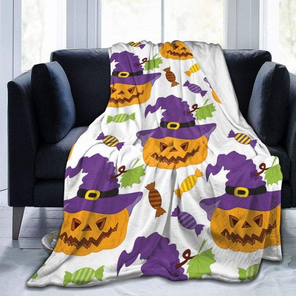 

blankets halloween pumpkin fleece throw blanket super soft cozy lightweight comfort warm for sofa bed couch