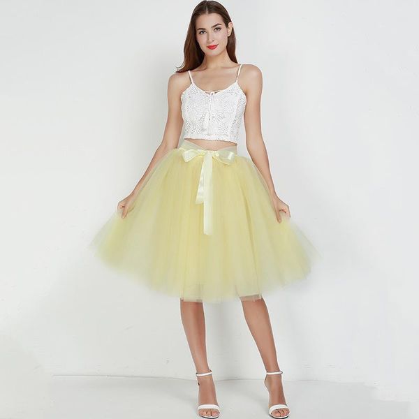 

skirts beautiful tulle skirt girls high waist sweet pleated elegant dance mesh princess yellow tutu female ball gown, Black