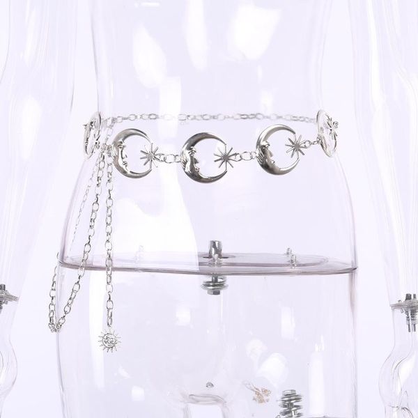 

belts 2021 us harajuku punk moon metal women vintage high waist chain 100% d brand material, Black;brown