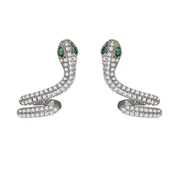 

luxury brand light luxury niche personality design earrings 2021 new trendy snake-shaped earrings goddess fan high-end earrings, Silver