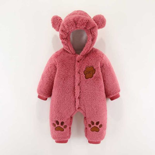 

jumpsuits baby romper winter warm boys girls outfits long sleeve infant pink bear jumpsuit autumn fleece hoodie born clothe, Blue