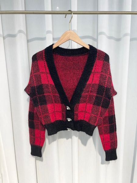 

women's knits & tees 2021 women fashion long-sleeved plaid cardigan 1008, White