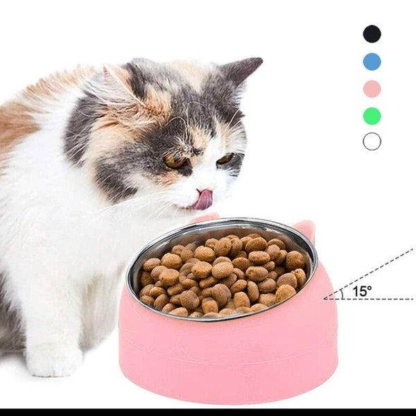 

cat bowls & feeders supplies non-slip dog bowl 15 degrees tilted safeguard neck puppy cats feeder crashworthiness base pet