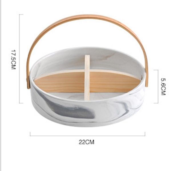 

kitchen storage & organization portable round fruit plate ceramic high-end family platter dessert dried fast detachable partition nordi