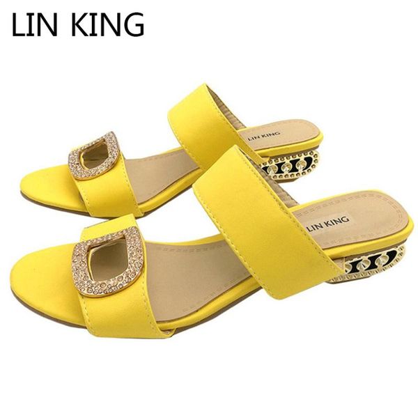 

slippers lin king elagant summer shoes women sandals casual flip flops fashion rhinestone bohemia slides plus size, Black