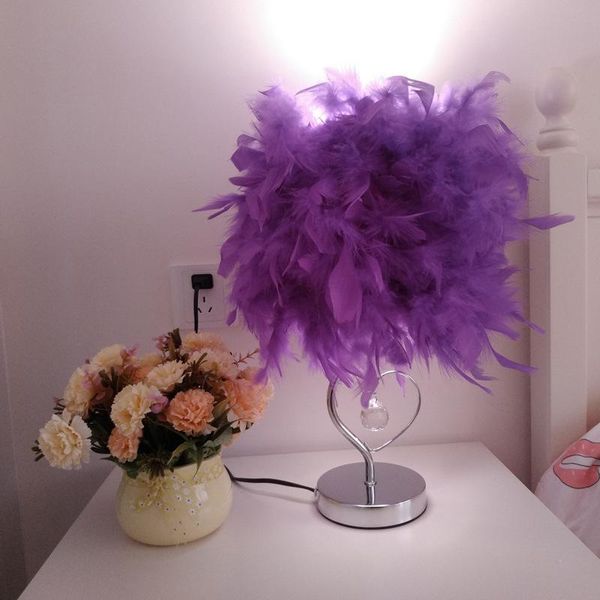 

table lamps nordic creative bedroom bedside eye protection gift feather small lamp