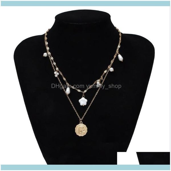 

pendant & pendants women jewelry chain necklace gold choker long fashion vintage metal alloy emboss asymmetry statement necklaces gift1 drop, Silver
