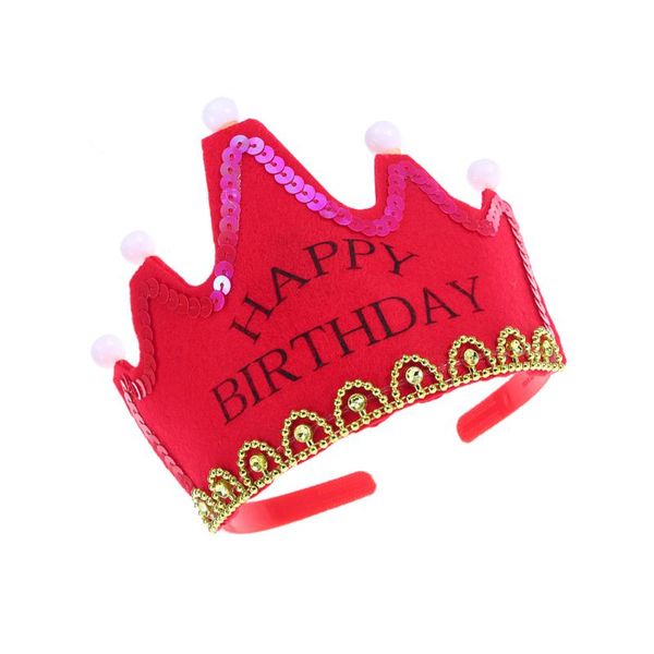 

party hats led light birthday crown king caps for kids ) - red color