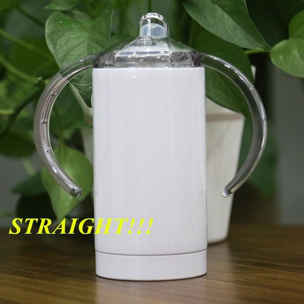 

12oz sublimation straight sippy cup subliamtion baby cup kids tumbler stainless steel tumbler with handle sucker cup