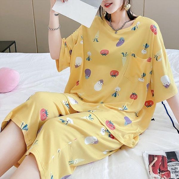 

size 8xl 150kg pajama women sleepwear suit loose 2pc set plus sets short sleeve nightwear, Black;red