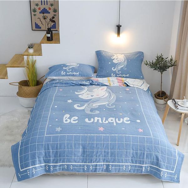 

blankets wostar 6 layers cotton gauze muslin throw blanket animal print adults kids summer thin quilt for beds sofa bedspread