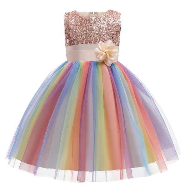 

new girls dresses for birthday baby girls sequins princess party clothes girl 3-10 yrs christmas outfits children kids clothes, Red;yellow