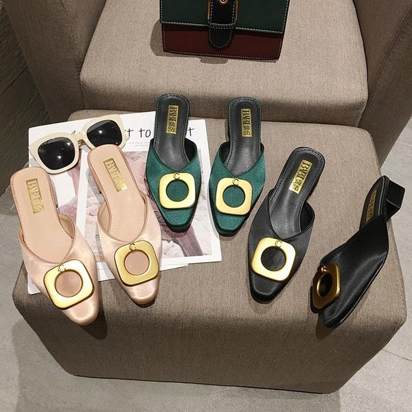 

slippers baotou semi-slippers 2021 cool drag women wear fashion shoes, Black