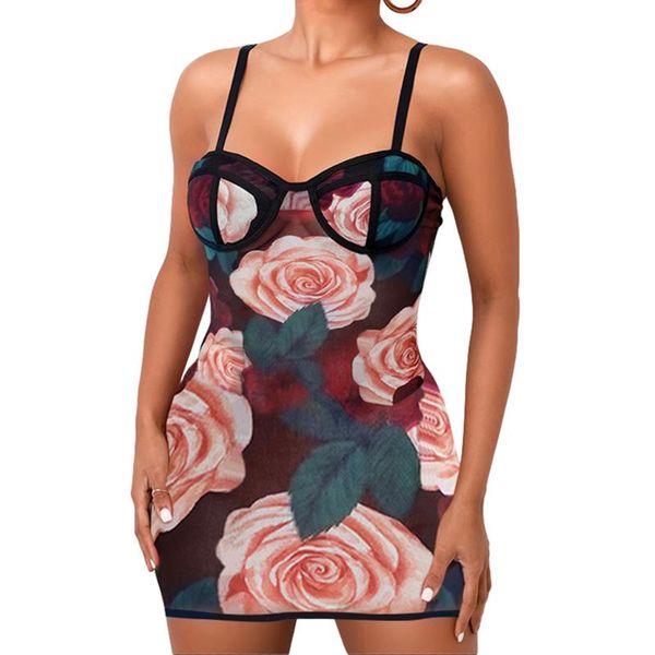 

casual dresses y2k aesthetics flower printing party cami women e-girl spaghetti strap v-neck pencil mini dress valentine's day gift, Black;gray