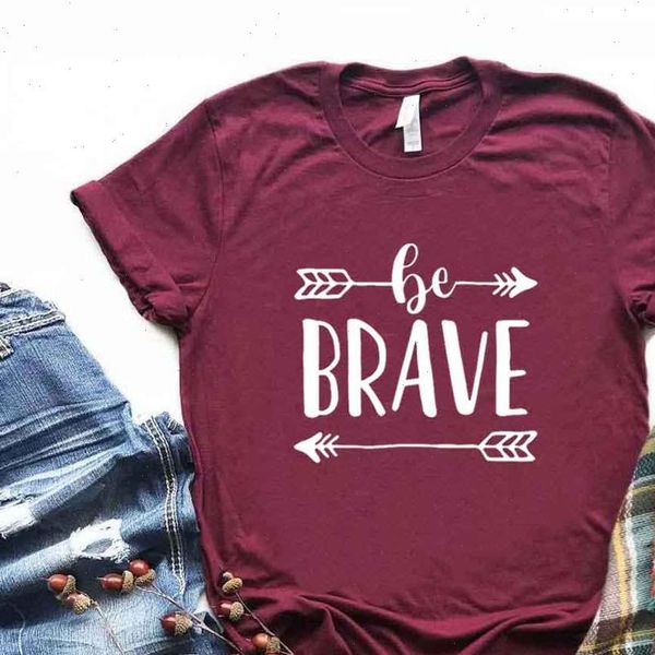 

women t shirt be brave arrow print tshirt short sleeve o neck loose t shirt ladies causal tee shirt clothes, White