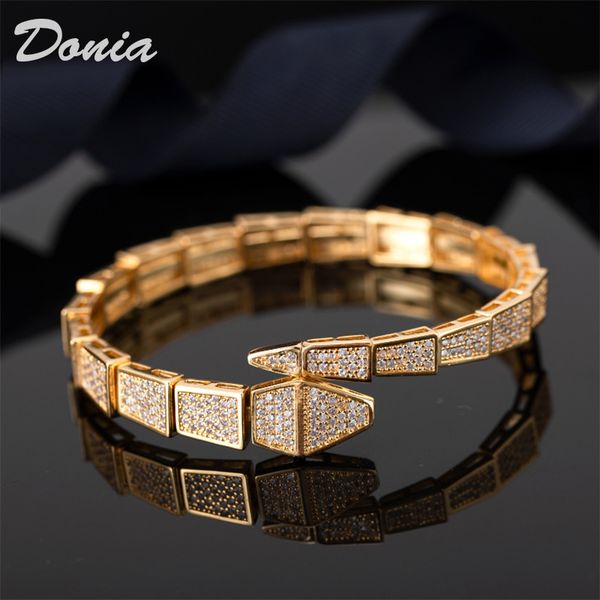 

donia jewelry three color electroplating exaggerated luxury micro inlay zircon ferocious animal adjustable bracelet personalized birthday gi, Black