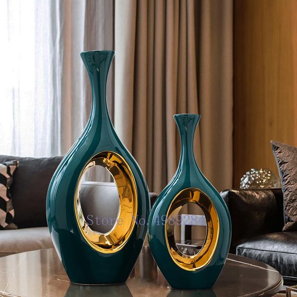 

vases creative nordic geometric ceramics hollow gold vase flower arrangement crafts ornaments modern home decoration wedding