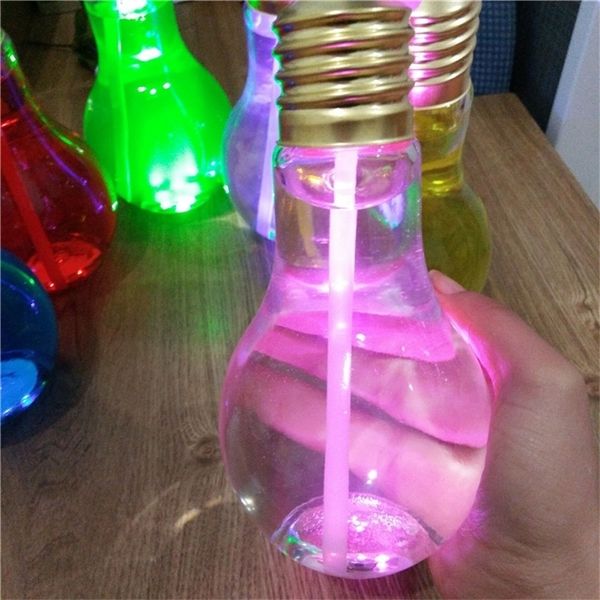 

new led light bulb beverage bottle 400ml 500ml clear water bottle creative lighting luminous bulb cup bottle milk tea shop special hh25w6gv