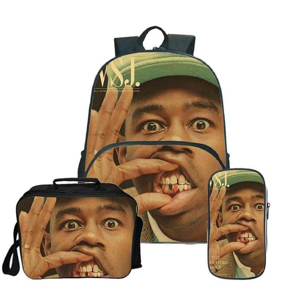 

backpack 3 pcs set streetwear canvas school bags for teenage tyler gregory okonma college student kids book bag rucksack 2021